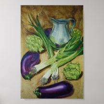 Beringela, alho-porro & alcachofra poster