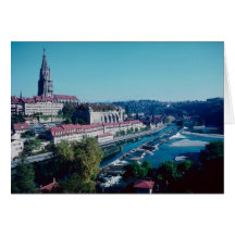 Berne, igreja e rio Aare, suiça Cartoes
