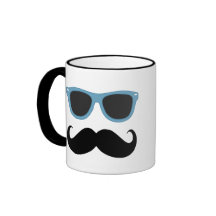 Bigode Geeky com máscaras azuis Caneca
