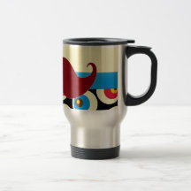 Bigode no fundo retro caneca