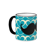 Bigode preto no fundo 70s retro caneca