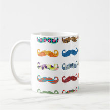 Bigodes coloridos canecas