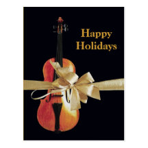 Boas festas violino cartões postais
