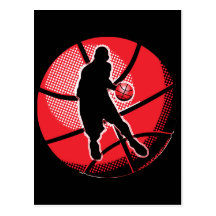 Bola retro do jogador de basquetebol cartão postal