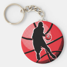 Bola retro do jogador de basquetebol chaveiro
