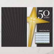 Boletim do aniversário da igreja de 50 anos panfleto coloridos
