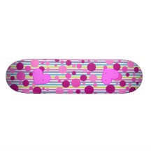Bolha e coração cor-de-rosa com no skate das listr