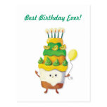 Bolo bonito do aniversário - texto feito sob encom cartao postal
