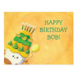 Bolo bonito do aniversário - texto feito sob encom cartao postal