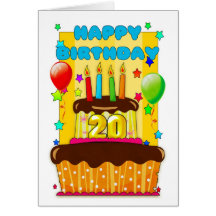 bolo de aniversário com velas - 20o aniversário fe cartoes