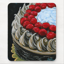 Bolo de chocolate com cerejas mouse pads