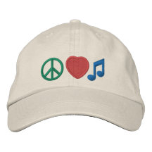 Boné bordado música do amor da paz