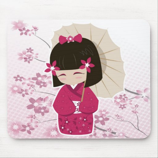 Boneca de Sakura Kokeshi Mouse Pad