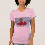 Boneca do bebé vestida no vermelho camisetas