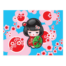 Boneca do japonês de Kawaii Cartoes Postais