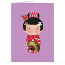 Boneca japonesa cartão