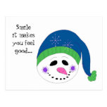 Boneco de neve de sorriso cartao postal