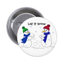 Bonecos de neve que jogam na neve crachás
