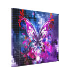 Borboleta roxa no impressão das canvas do fundo do impressão de canvas envolvidas