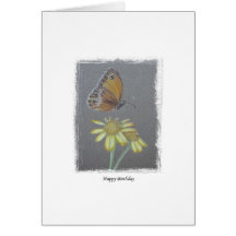 Borboleta simples no cartão de aniversário da flor