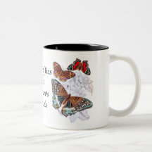 Borboletas - laranja e Brown Caneca