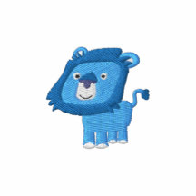 Bordado azul do leão dos desenhos animados bonitos camisa polo