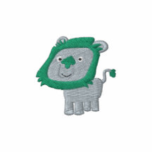 Bordado bonito do leão do verde dos desenhos anima