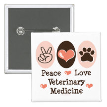 Botão da medicina veterinária do amor da paz boton