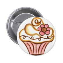 Botão do cupcake da flor botons
