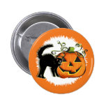 Botão do gato da Jack-O-Lanterna N Boton