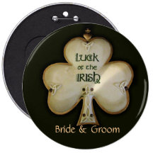 Botão irlandês dos noivos do trevo - personalizado boton