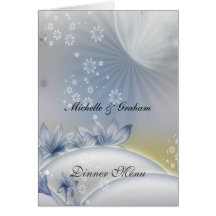 Branco e azul do menu do casamento cartão