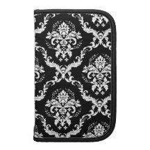 Branco elegante no damasco preto agendas