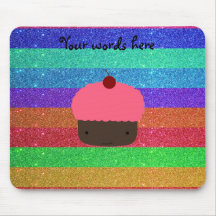 Brilho cor-de-rosa do arco-íris do cupcake mousepads