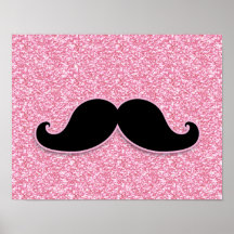 BRILHO PRETO FEMININO DO ROSA DO BIGODE IMPRESSO POSTERES