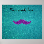 Brilho roxo de turquesa do bigode do brilho pôsteres