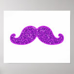 Brilho roxo do bigode retro feminino do divertimen posteres
