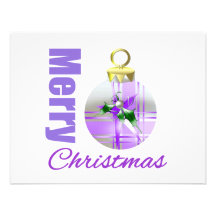 Bulbo roxo do ornamento do tema do Feliz Natal Convite
