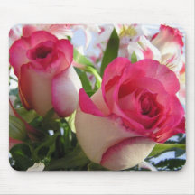 Buquê romântico Mousepad do rosa cor-de-rosa e bra