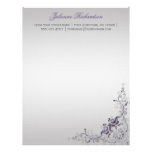 Cabeçalho floral de prata roxo ornamentado dos red papel timbrado