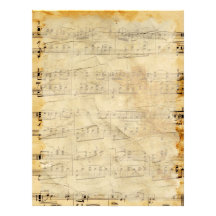 Cabeçalho velho do pergaminho da música do vintage papéis de carta personalizados