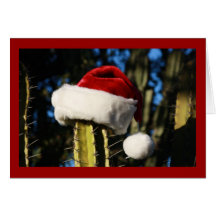 Cacto do chapéu do papai noel cartao
