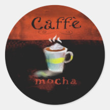Café das etiquetas do Mocha de Caffe Adesivos Redondos