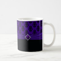 Café do damasco do roxo real & do preto canecas