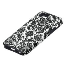 Caixa branca preta elegante do iPhone 5 do damasco Capa iPhone 5