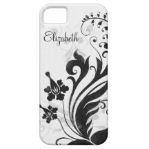 Caixa floral branca preta personalizada do iPhone  Capas iPhone 5 Case-Mate