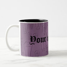 Caixões góticos elegante gravados no roxo caneca