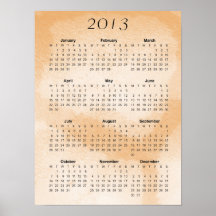 Calendário do impressão 2013 do girafa do pêssego