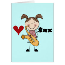 Camiseta e presentes fêmeas do jogador de saxofone cartão