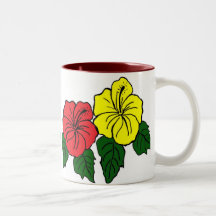 CANECA amarela vermelha do hibiscus
